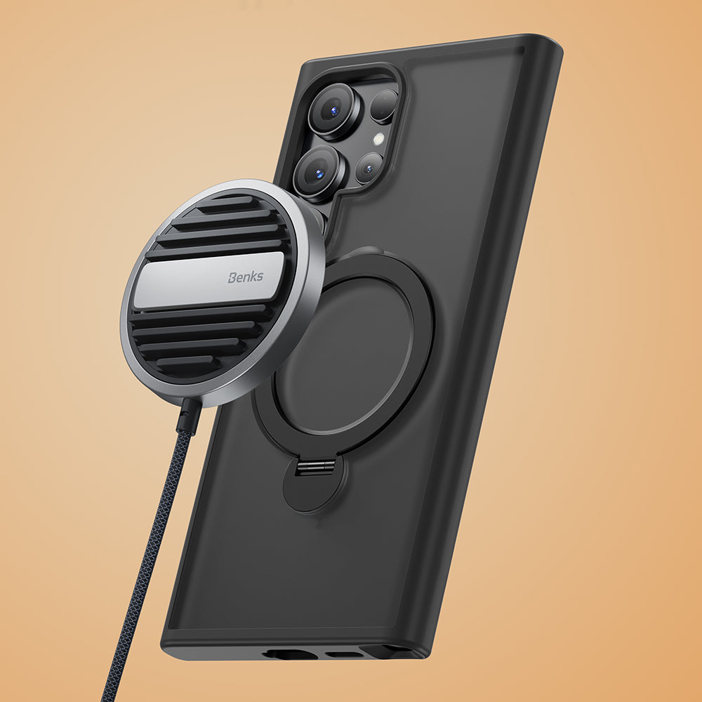 Galaxy S26 Ultra Kılıf M-safe Şarj Özellikli Benks Standlı Mist Protective Kapak Siyah