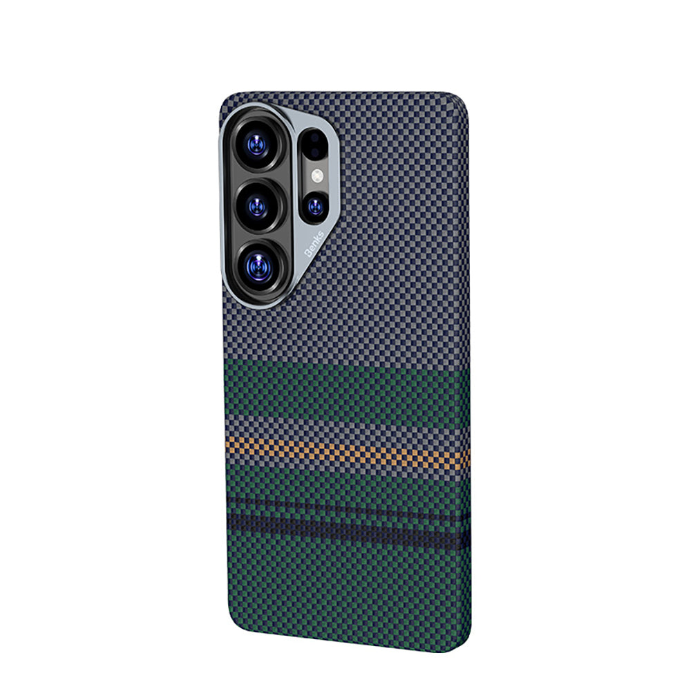 Galaxy S26 Ultra Kılıf M-safe Şarj Özellikli Karbon Fiber Tasarımlı Benks Aurora ArmorAir Kevlar Kapak Yeşil