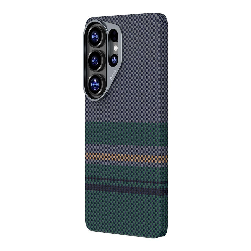 Galaxy S26 Ultra Kılıf M-safe Şarj Özellikli Karbon Fiber Tasarımlı Benks Aurora ArmorPro Kevlar Kapak Yeşil