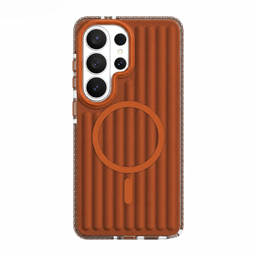 Galaxy S26 Ultra Kılıf M-safe Şarj Özellikli Oyuklu Tasarım Mutural Luggage Serisi Kapak Turuncu