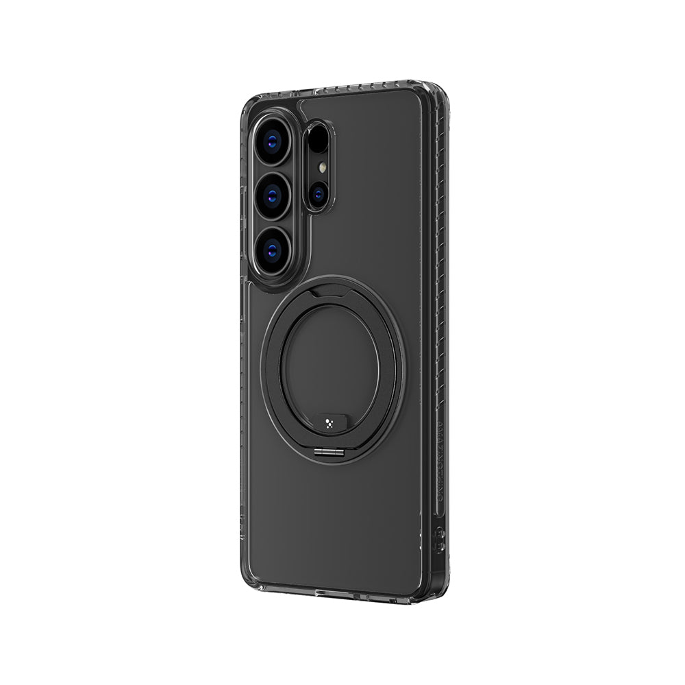 Galaxy S26 Ultra Kılıf M-safe Şarj Özellikli Şeffaf 360 Derece Standlı Amazingthing Titan MagSpin Serisi Kapak Siyah