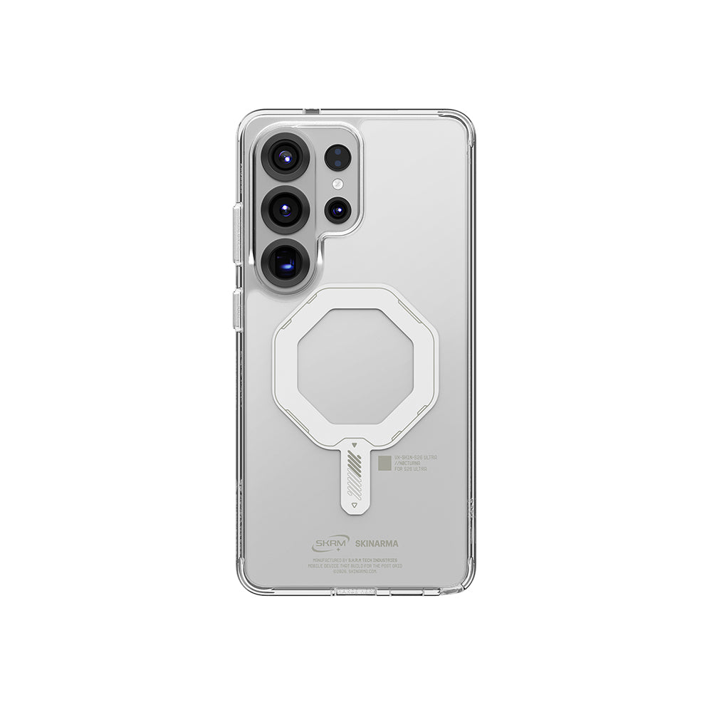 Galaxy S26 Ultra Kılıf M-safe Şarj Özellikli Şeffaf Airbag Tasarımlı Skinarma Saido Mag-Charge Nightglow Kapak Şeffaf