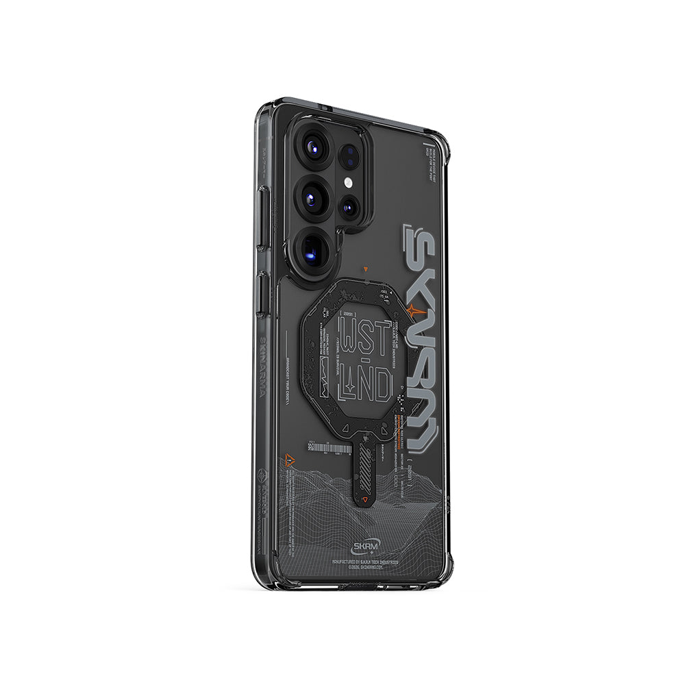 Galaxy S26 Ultra Kılıf M-safe Şarj Özellikli Yazı Desenli Airbag Tasarımlı Skinarma Sonix Kapak Siyah