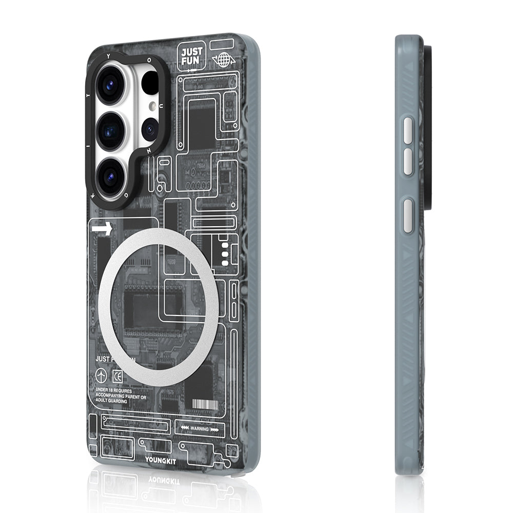 Galaxy S26 Ultra Kılıf M-safe Şarj Özellikli Youngkit Technology Serisi Kapak Siyah