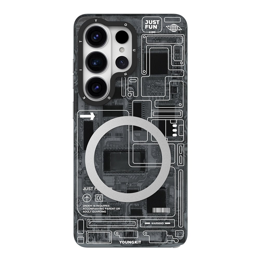 Galaxy S26 Ultra Kılıf M-safe Şarj Özellikli Youngkit Technology Serisi Kapak Siyah