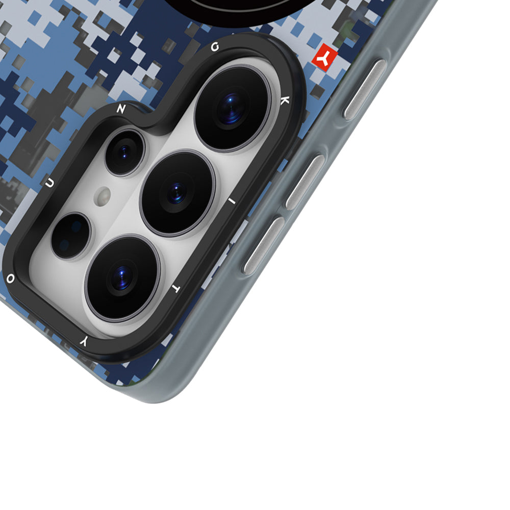 Galaxy S26 Ultra Kılıf M-Safe Şarj Özellikli Youngkit Camouflage Sykell Serisi Kapak Mavi