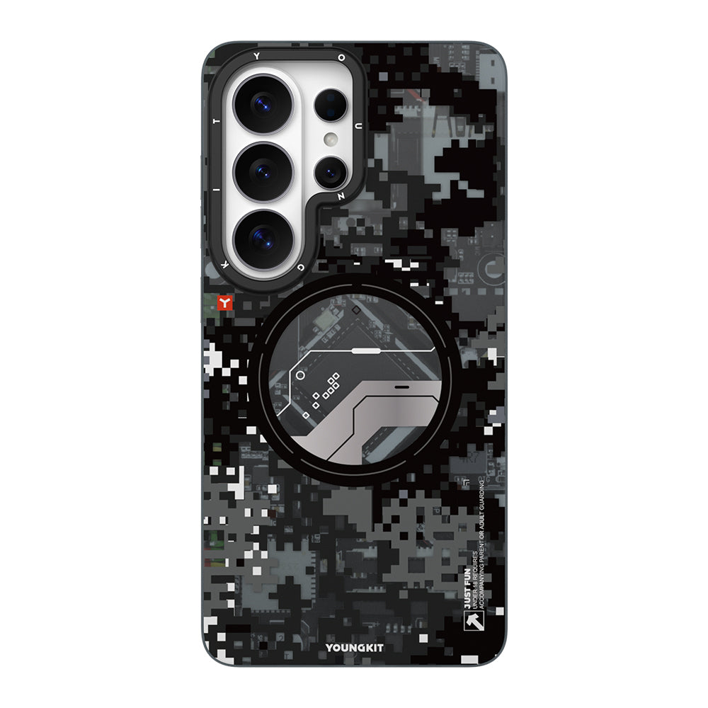 Galaxy S26 Ultra Kılıf M-Safe Şarj Özellikli Youngkit Camouflage Sykell Serisi Kapak Siyah