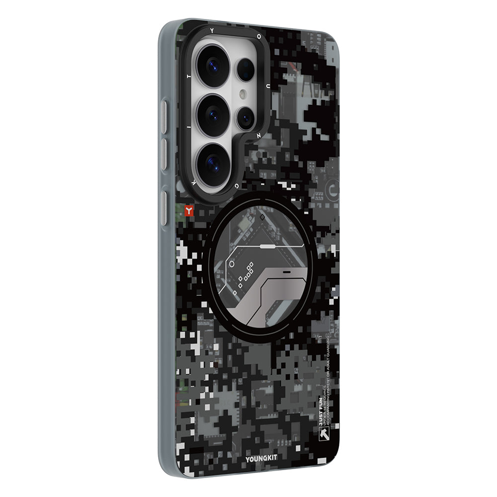 Galaxy S26 Ultra Kılıf M-Safe Şarj Özellikli Youngkit Camouflage Sykell Serisi Kapak Siyah