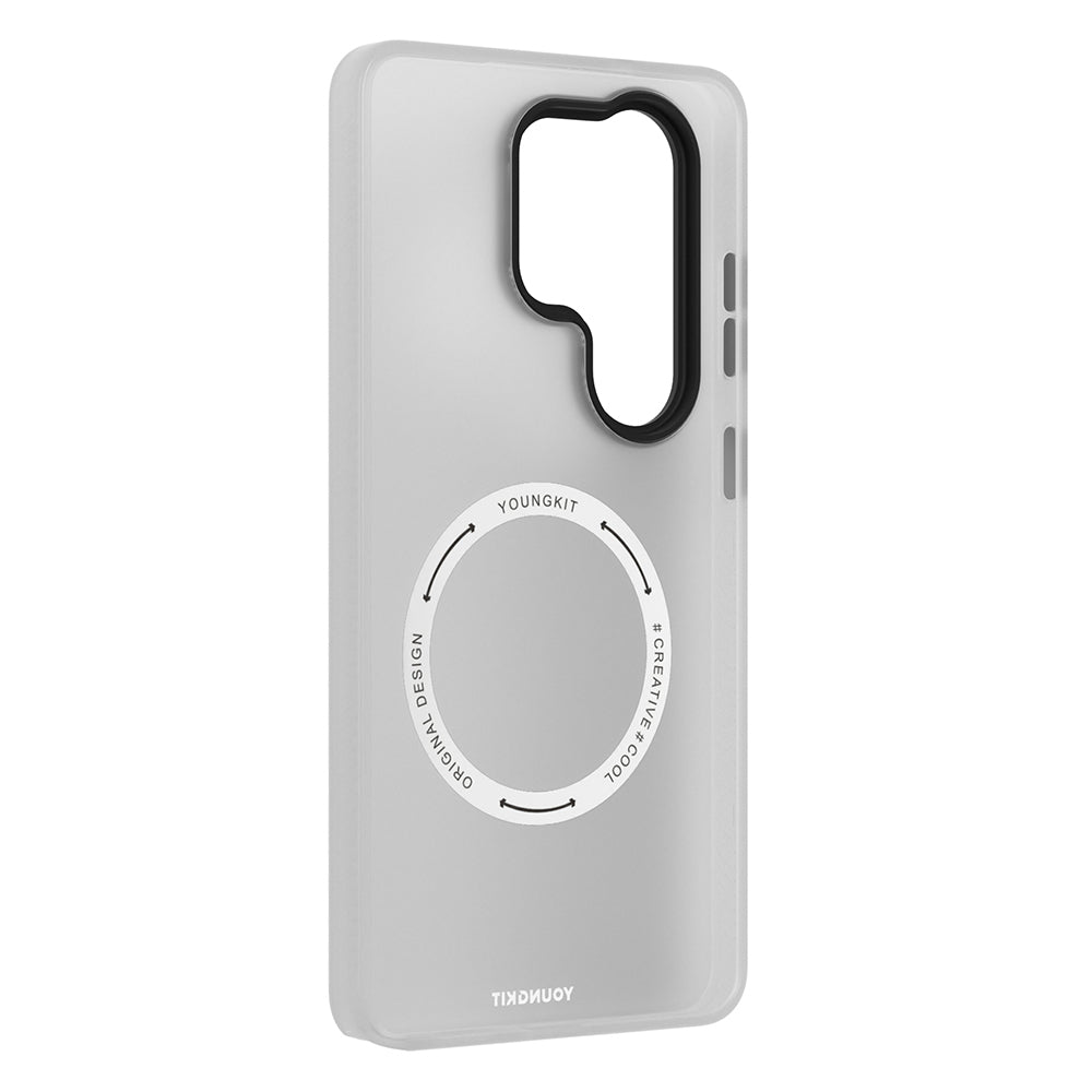 Galaxy S26 Ultra Kılıf M-safe Şarj Özellikli Youngkit Hidden Sand Serisi Kapak Beyaz