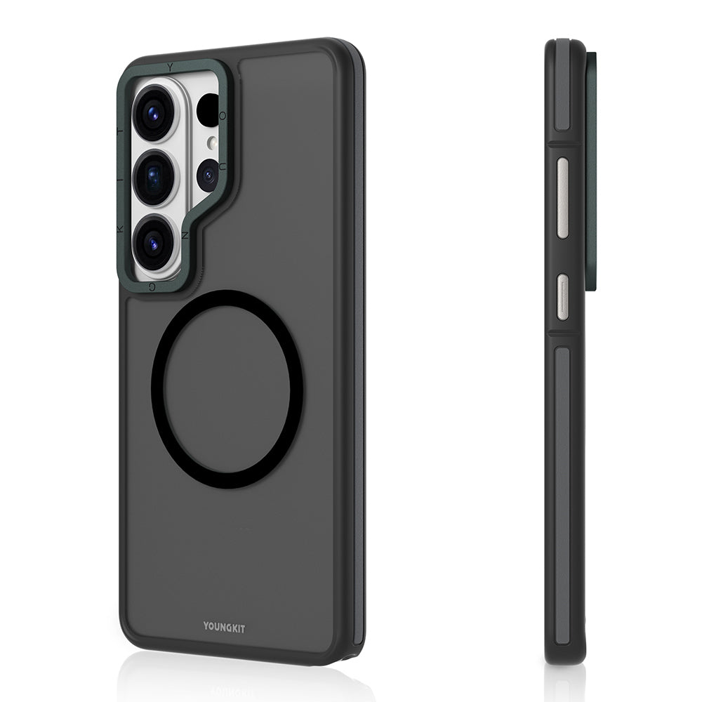 Galaxy S26 Ultra Kılıf M-safe Şarj Özellikli Youngkit Rock Sand Serisi Kapak Siyah