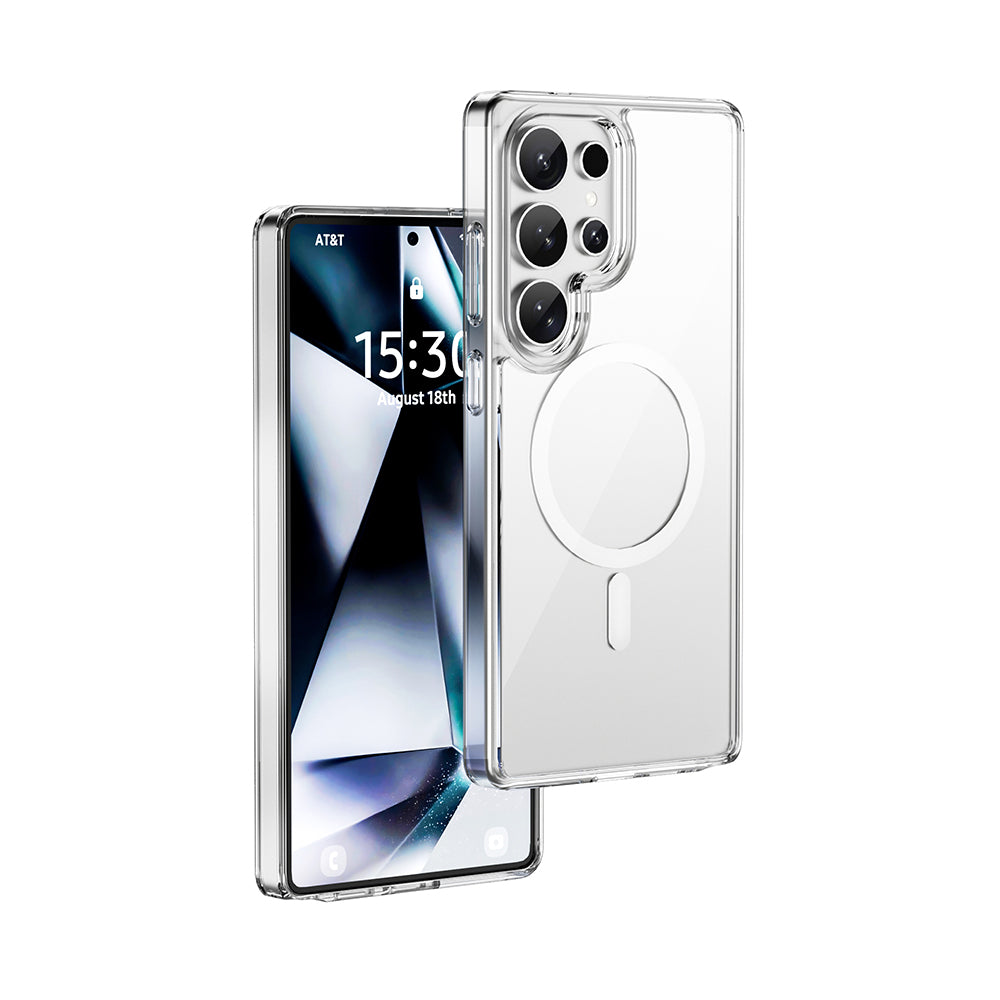 Galaxy S26 Ultra Kılıf Wiwu MCC-101 iShield Pro Serisi M-safe Şarj Özellikli Crystal Sert PC Kapak Şeffaf