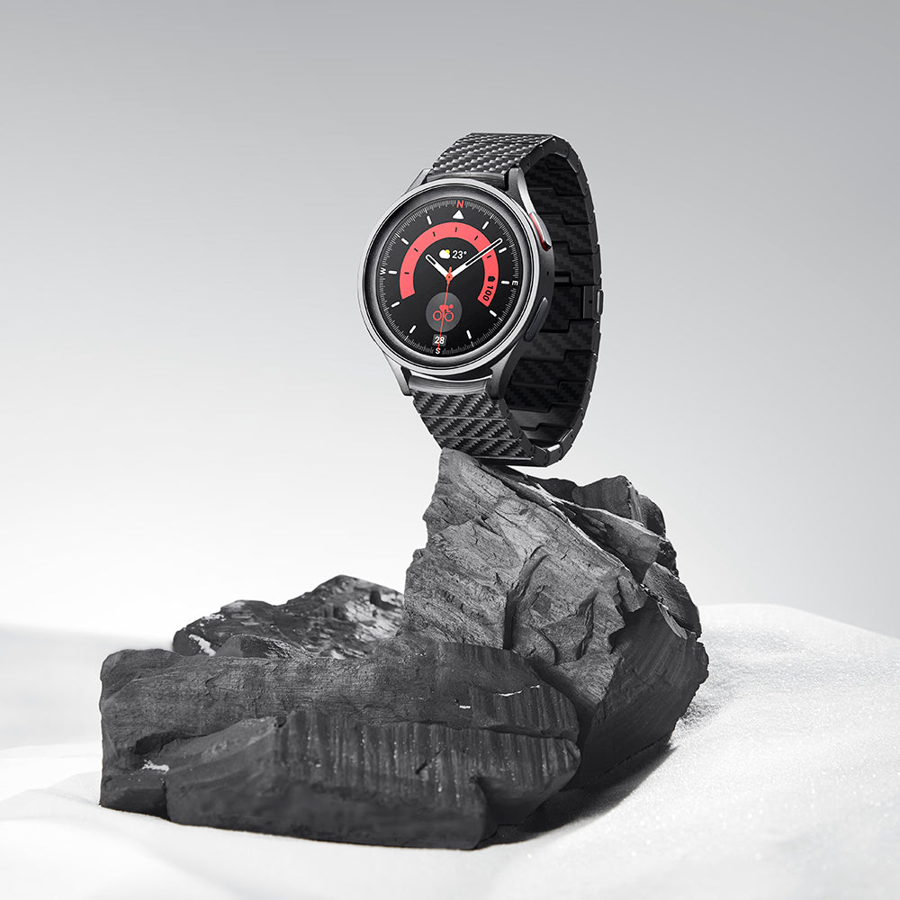 Galaxy Watch 4 Classic 42mm Karbon Fiber Pitaka Modern Serisi Black-Grey Twill Kordon Siyah-Gri