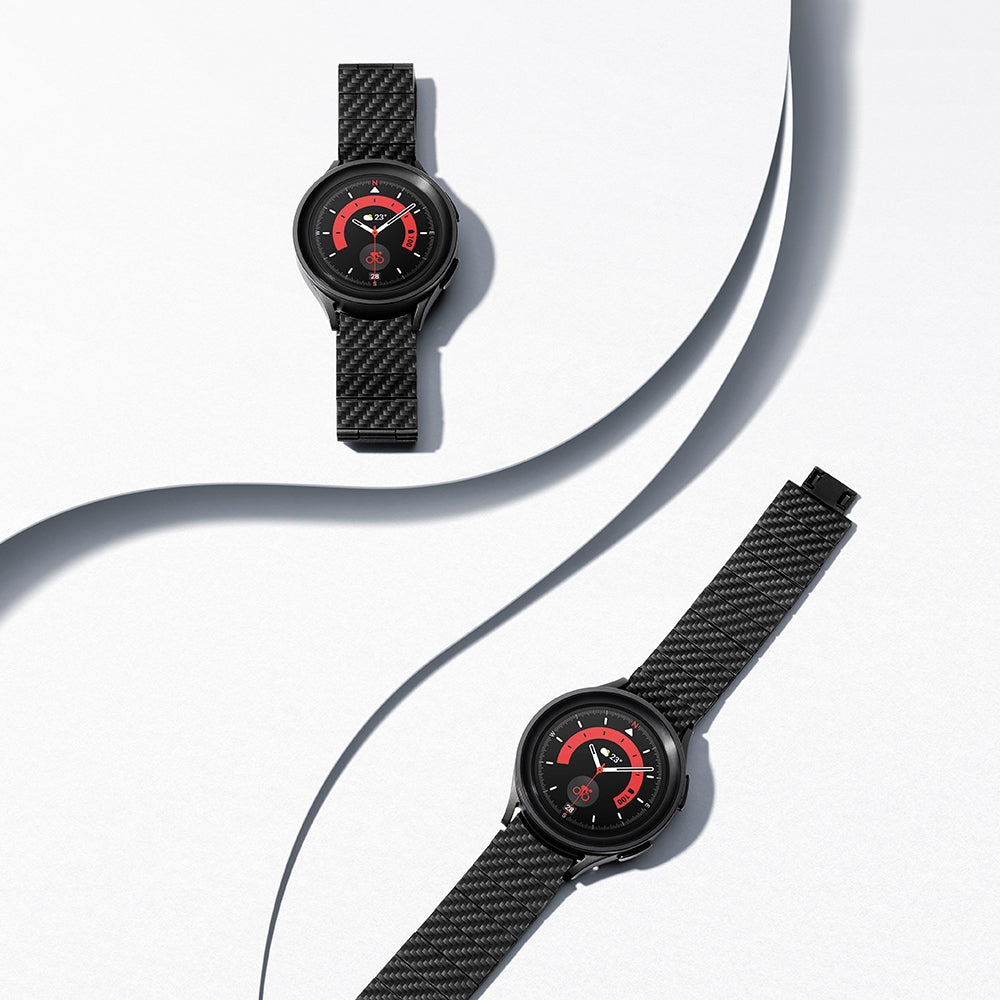 Galaxy Watch 5 40mm Karbon Fiber Pitaka Modern Serisi Black-Grey Twill Kordon Siyah-Gri