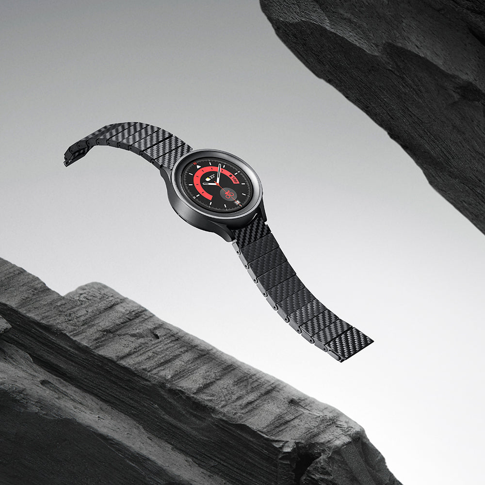 Galaxy Watch 6 44mm Karbon Fiber Pitaka Modern Serisi Black-Grey Twill Kordon Siyah-Gri