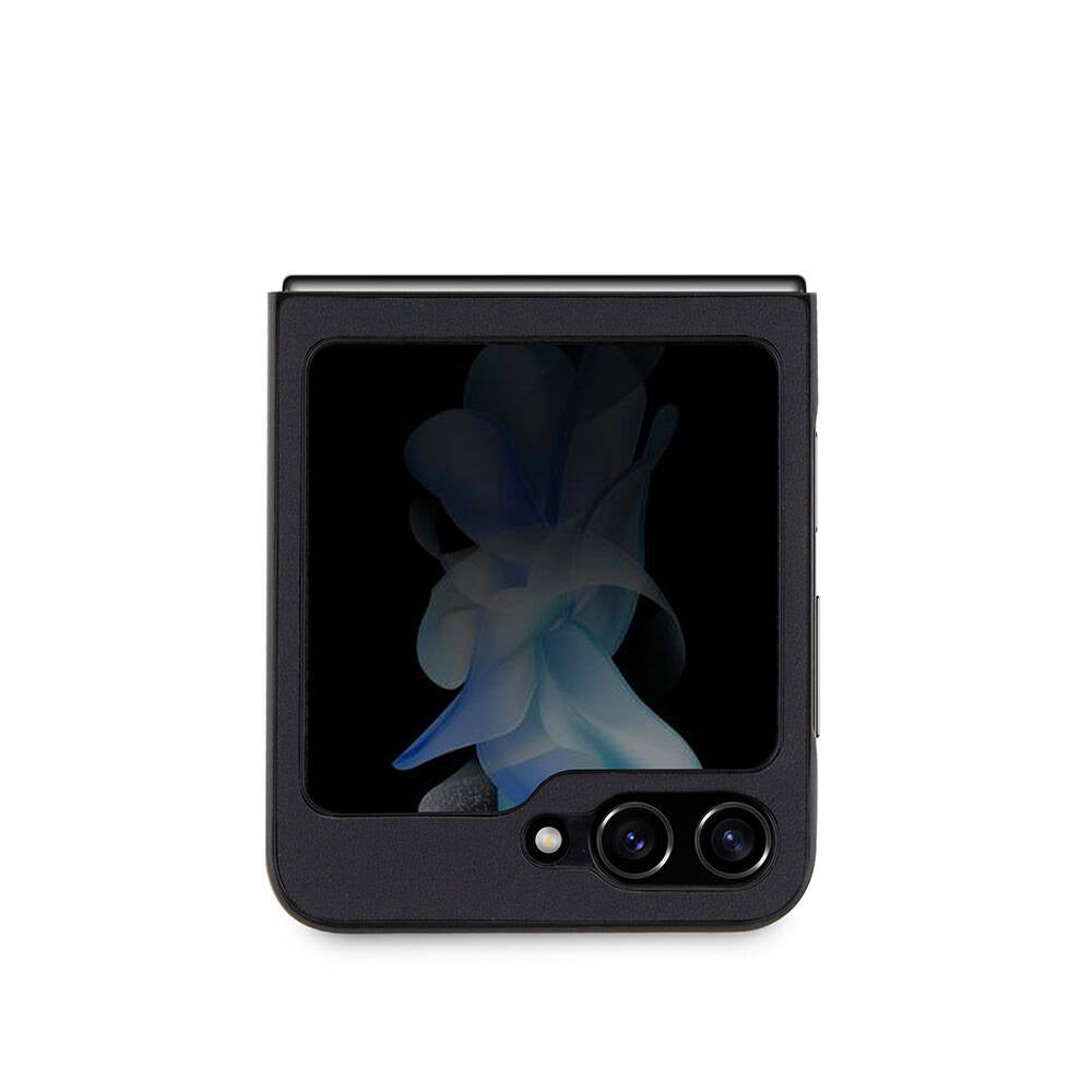 Galaxy Z Flip 5 Kılıf BMW Orjinal Lisanslı Sıcak Damga Logolu Deri Kılıf Siyah