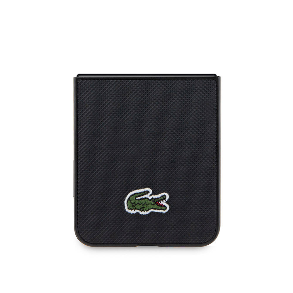Galaxy Z Flip 5 Kılıf Lacoste Orjinal Lisanslı PU Pike Desenli Arka Yüzey İkonik Timsah Dokuma Logolu Kılıf Kırmızı