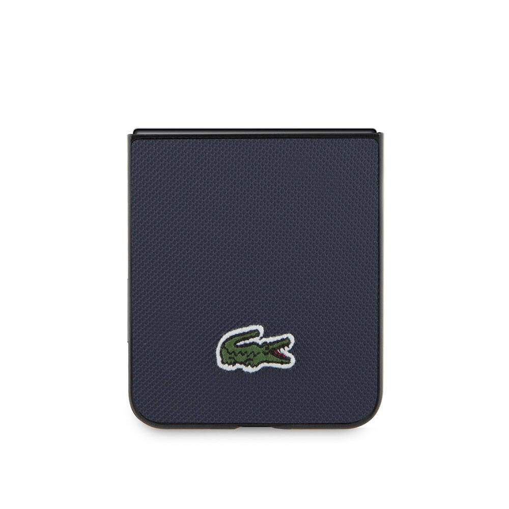 Galaxy Z Flip 5 Kılıf Lacoste Orjinal Lisanslı PU Pike Desenli Arka Yüzey İkonik Timsah Dokuma Logolu Kılıf Yeşil