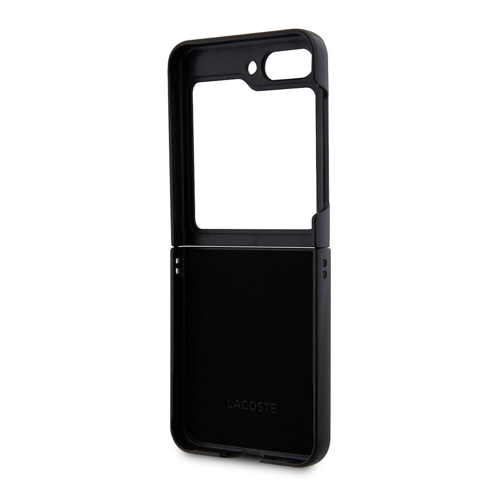 Galaxy Z Flip 5 Kılıf Lacoste Orjinal Lisanslı PU Pike Desenli Arka Yüzey İkonik Timsah Dokuma Logolu Kılıf Yeşil