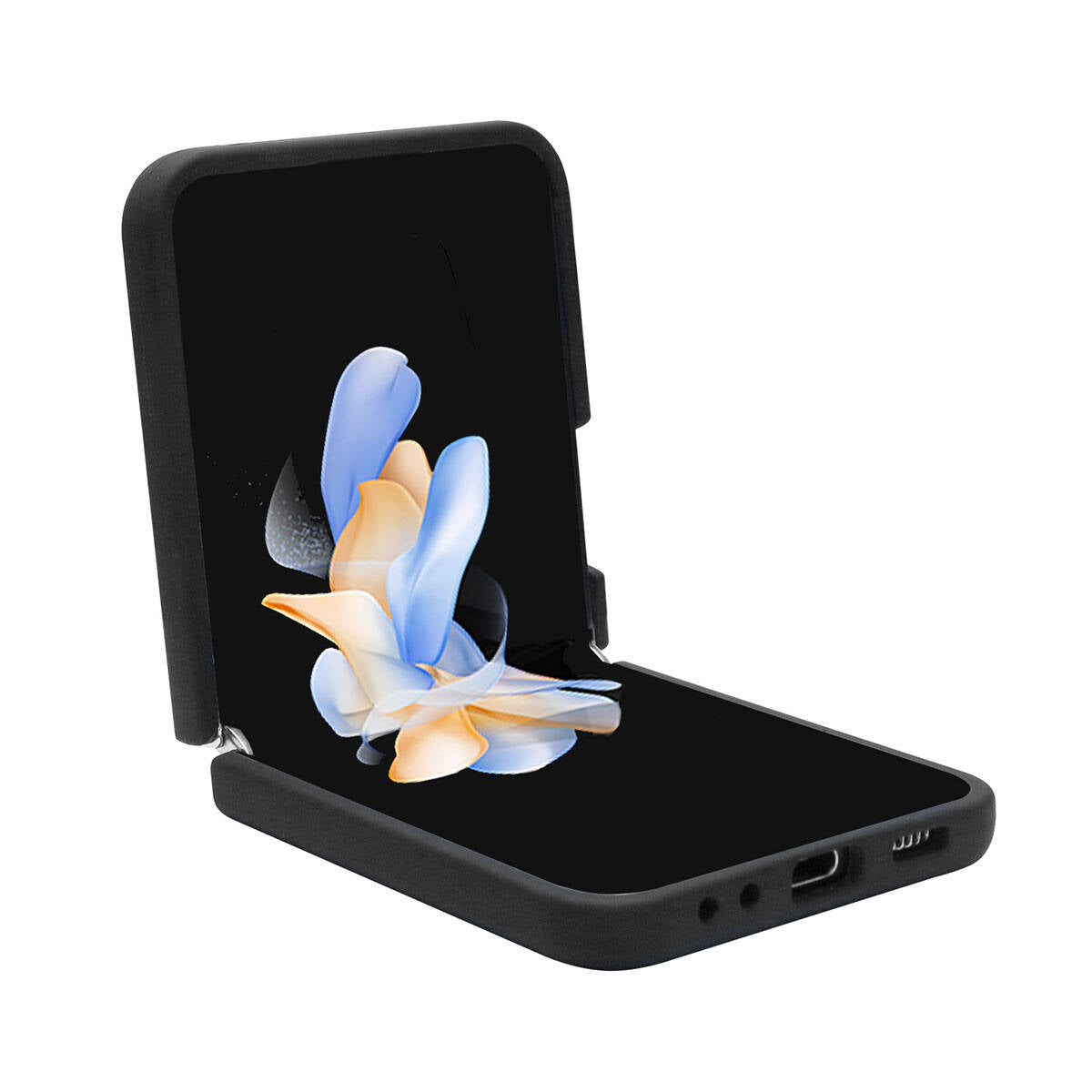 Galaxy Z Flip 5 Kılıf TUMI Liquid Silikon Metal Logo Dizayn Orjinal Lisanslı Kılıf Siyah
