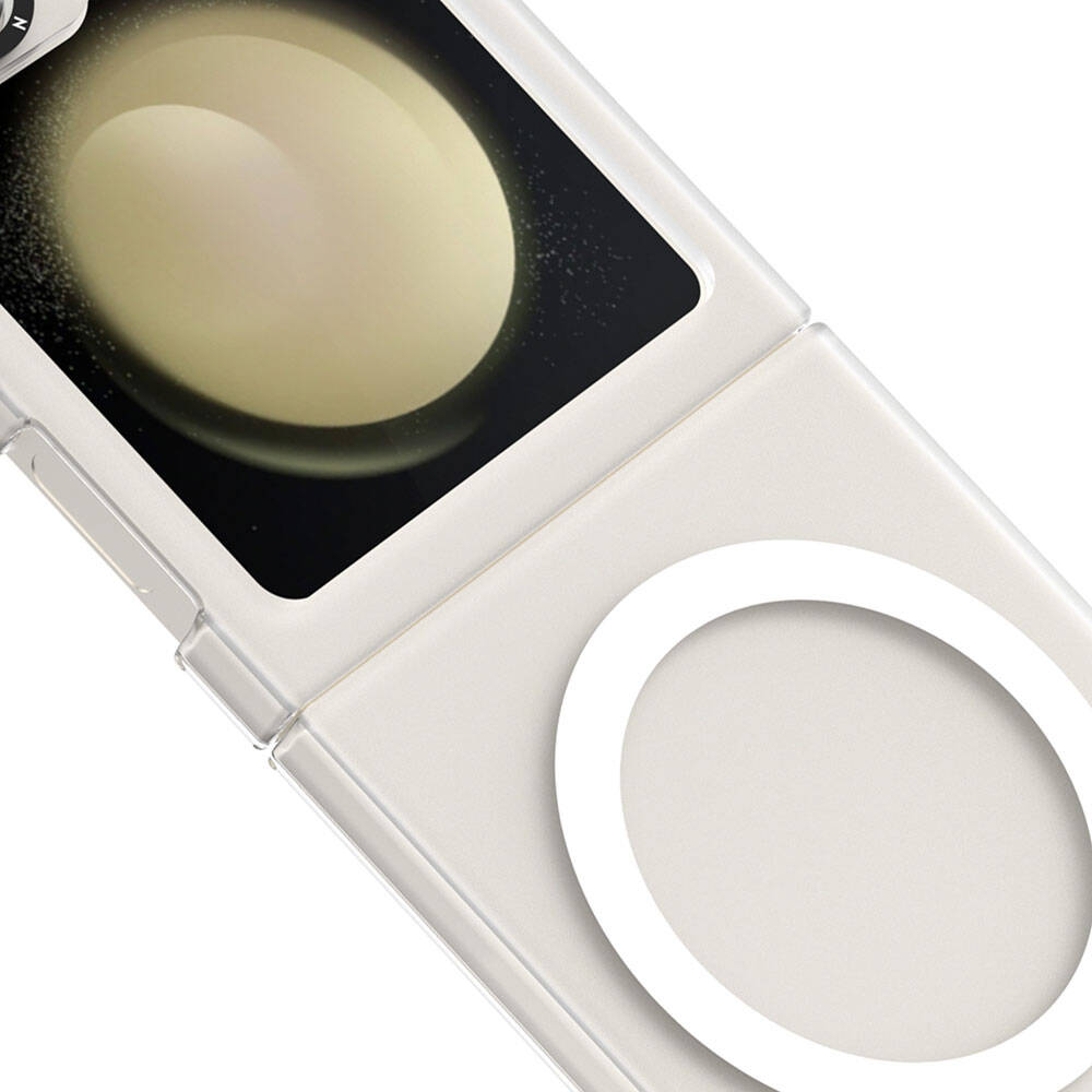Galaxy Z Flip 6 Kılıf Magsafe Şarj Özellikli Youngkit Hidden Sand Serisi Kılıf Beyaz