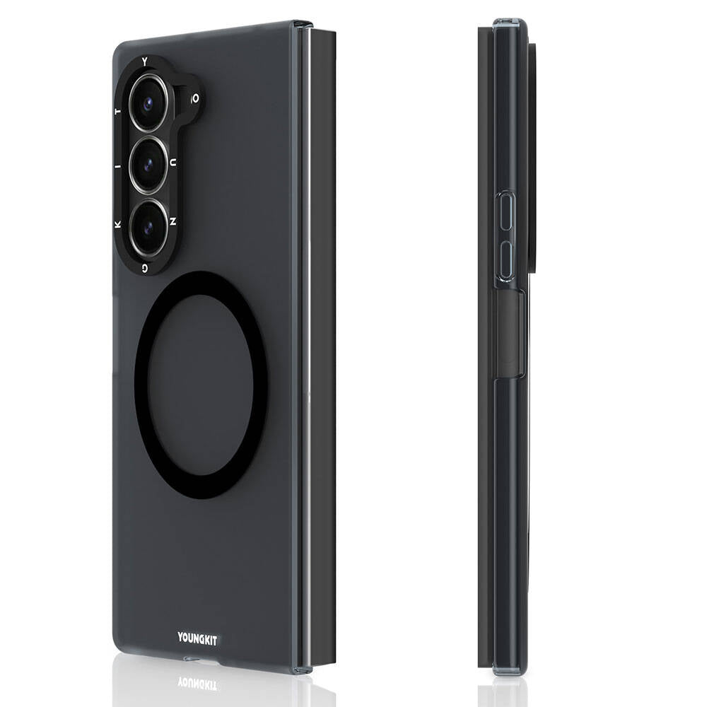 Galaxy Z Fold 6 Kılıf Magsafe Şarj Özellikli Youngkit Hidden Sand Serisi Kılıf Siyah