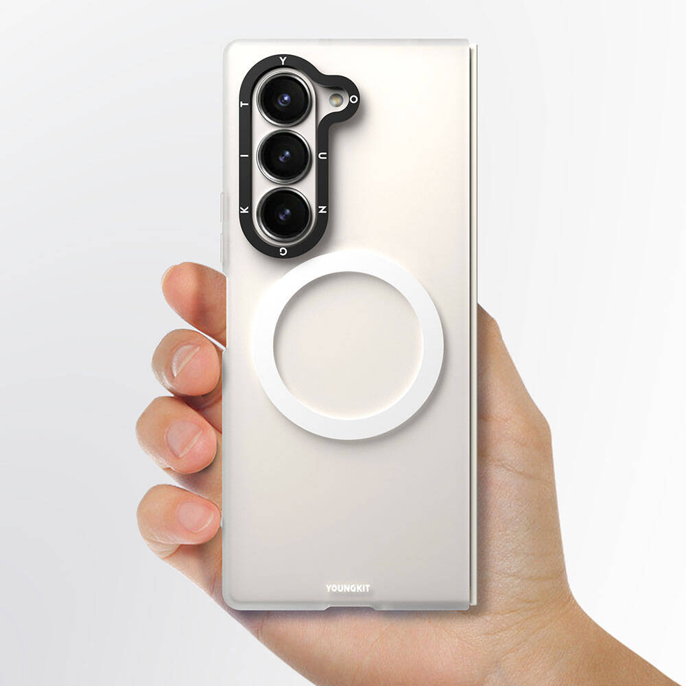 Galaxy Z Fold 6 Kılıf Magsafe Şarj Özellikli Youngkit Hidden Sand Serisi Kılıf Siyah