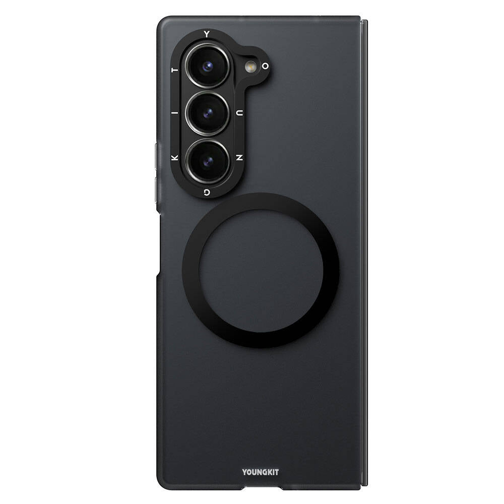 Galaxy Z Fold 6 Kılıf Magsafe Şarj Özellikli Youngkit Hidden Sand Serisi Kılıf Siyah