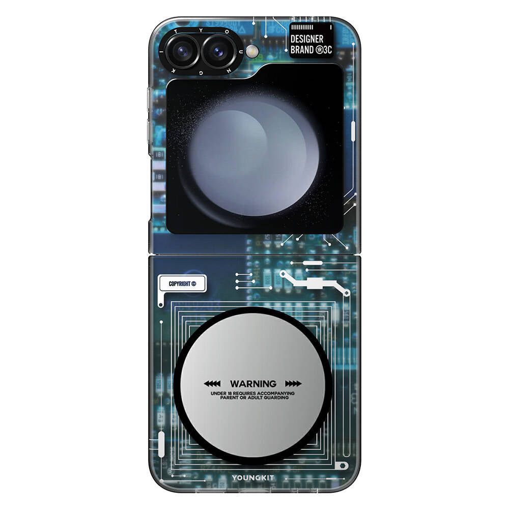 Galaxy Z Flip 6 Kılıf Magsafe Şarj Özellikli Youngkit Technology Serisi Kılıf Siyah