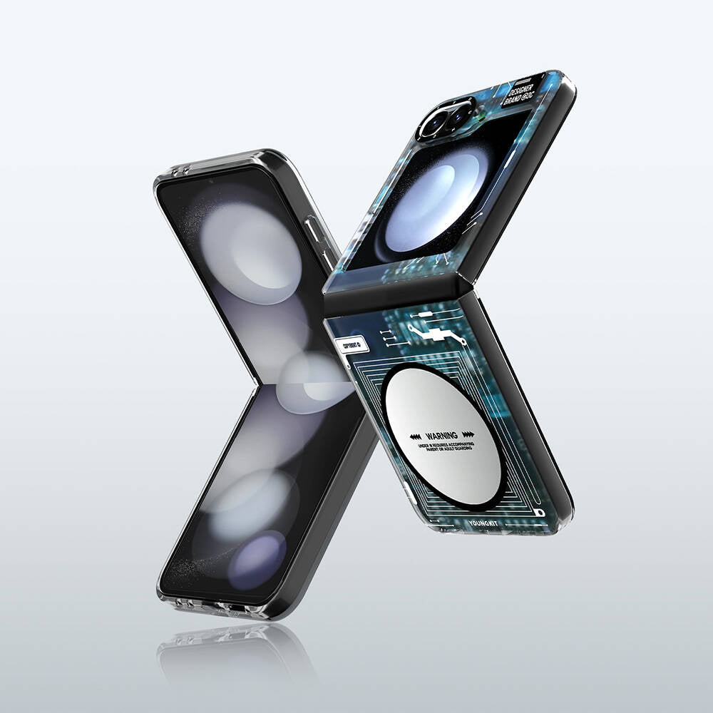 Galaxy Z Flip 6 Kılıf Magsafe Şarj Özellikli Youngkit Technology Serisi Kılıf Siyah