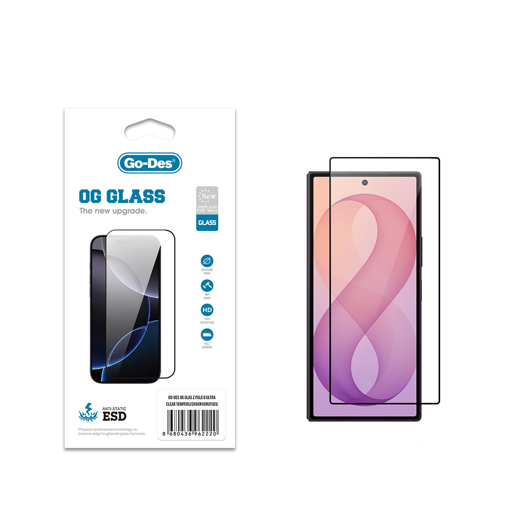 Galaxy Z Fold 8 Ultra Go Des OG Glass Antistatik Temperli Cam Ekran Koruyucu Şeffaf