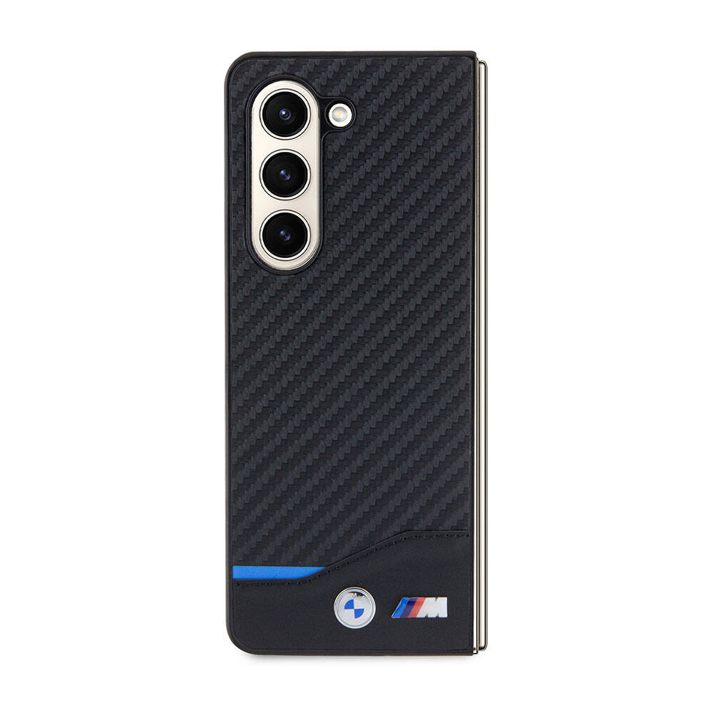Galaxy Z Fold 5 Kılıf BMW Orjinal Lisanslı M Logolu PU Karbon Kılıf Siyah