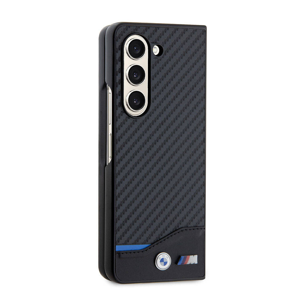 Galaxy Z Fold 5 Kılıf BMW Orjinal Lisanslı M Logolu PU Karbon Kılıf Siyah