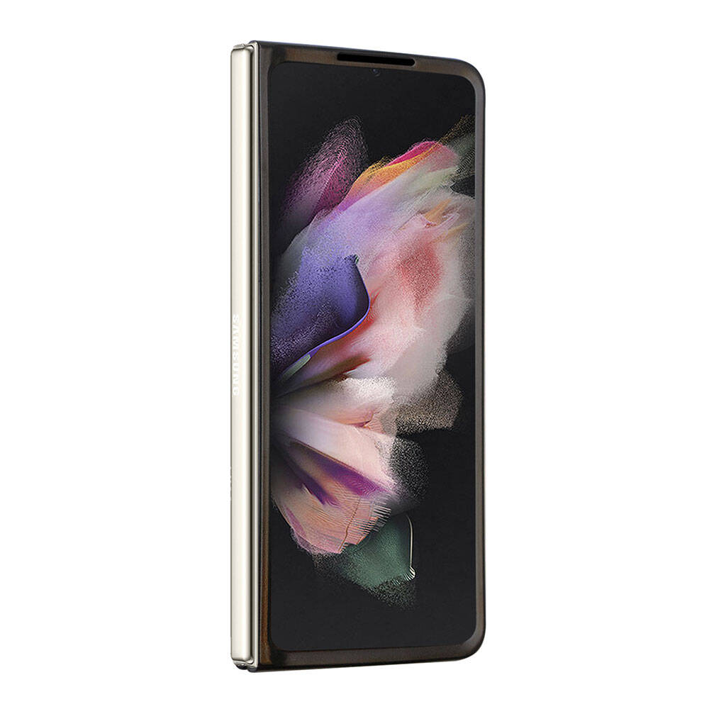 Galaxy Z Fold 5 Kılıf Guess Orjinal Lisanslı PU Deri Taşlı Üçgen Logo 4G Desenli Strass Kapak Kahverengi