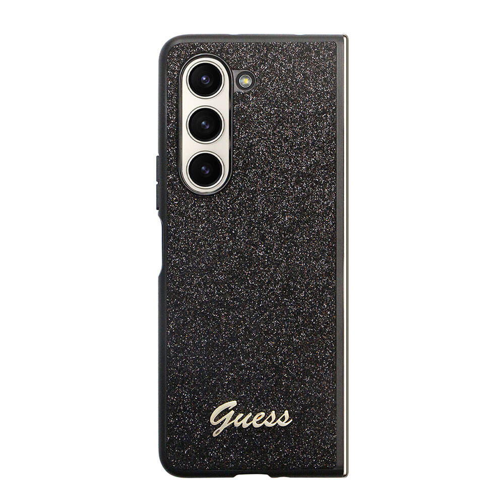 Galaxy Z Fold 5 Kılıf Guess Orjinal Lisanslı Yazı Logolu Glitter Script Kapak Gold