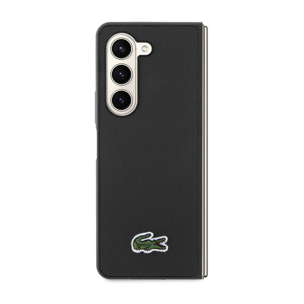 Galaxy Z Fold 5 Kılıf Lacoste Orjinal Lisanslı PU Pike Desenli Arka Yüzey İkonik Timsah Dokuma Logolu Kılıf Yeşil