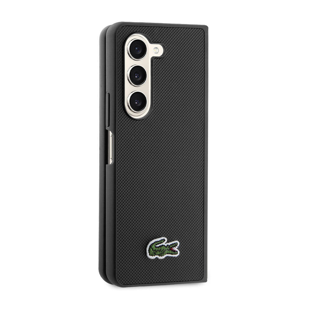 Galaxy Z Fold 5 Kılıf Lacoste Orjinal Lisanslı PU Pike Desenli Arka Yüzey İkonik Timsah Dokuma Logolu Kılıf Lacivert