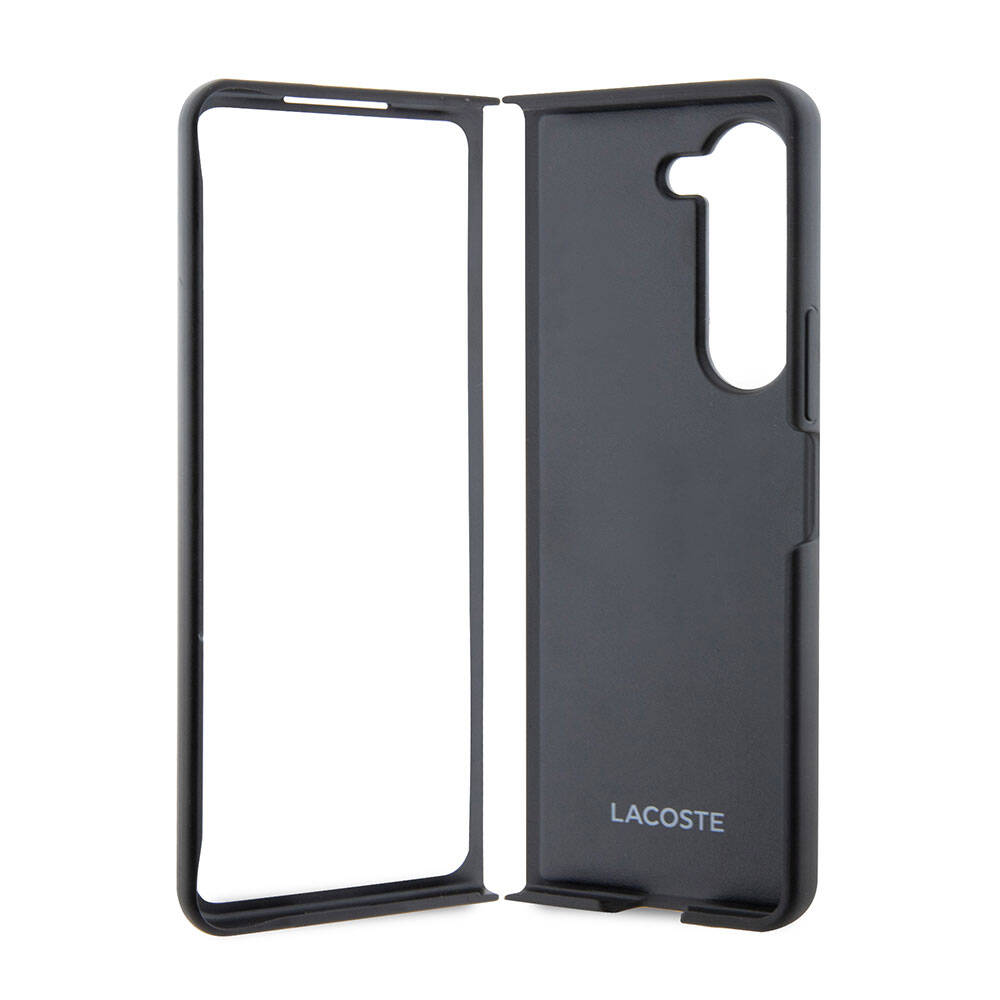 Galaxy Z Fold 5 Kılıf Lacoste Orjinal Lisanslı PU Pike Desenli Arka Yüzey İkonik Timsah Dokuma Logolu Kılıf Lacivert