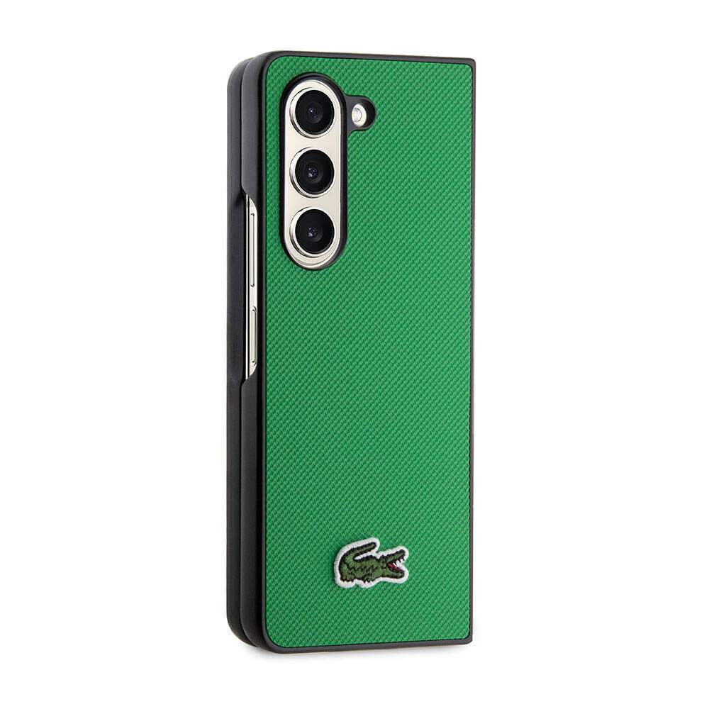 Galaxy Z Fold 5 Kılıf Lacoste Orjinal Lisanslı PU Pike Desenli Arka Yüzey İkonik Timsah Dokuma Logolu Kılıf Kırmızı