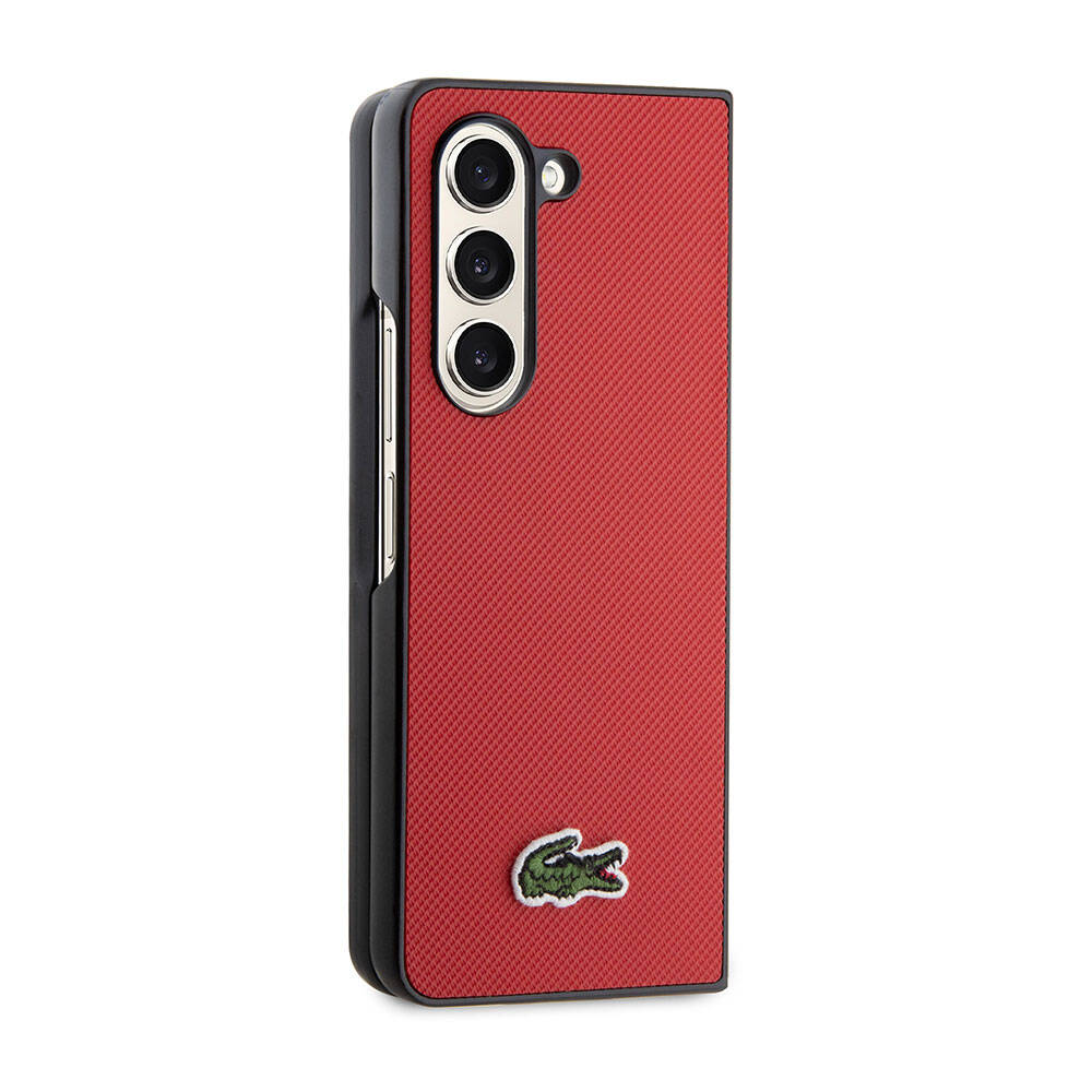 Galaxy Z Fold 5 Kılıf Lacoste Orjinal Lisanslı PU Pike Desenli Arka Yüzey İkonik Timsah Dokuma Logolu Kılıf Lacivert