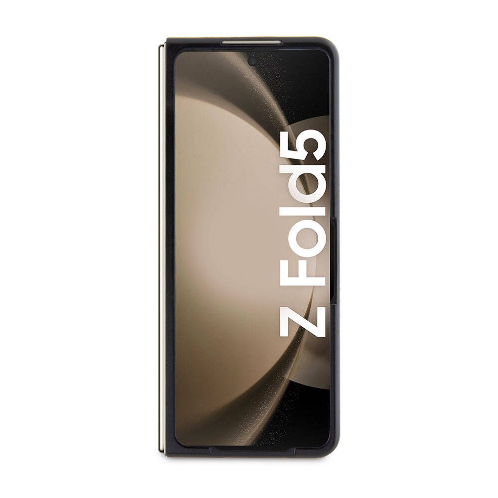Galaxy Z Fold 5 Kılıf Mercedes Benz Orjinal Lisanslı Metal Yıldız Logolu Urban Deri Kılıf Siyah