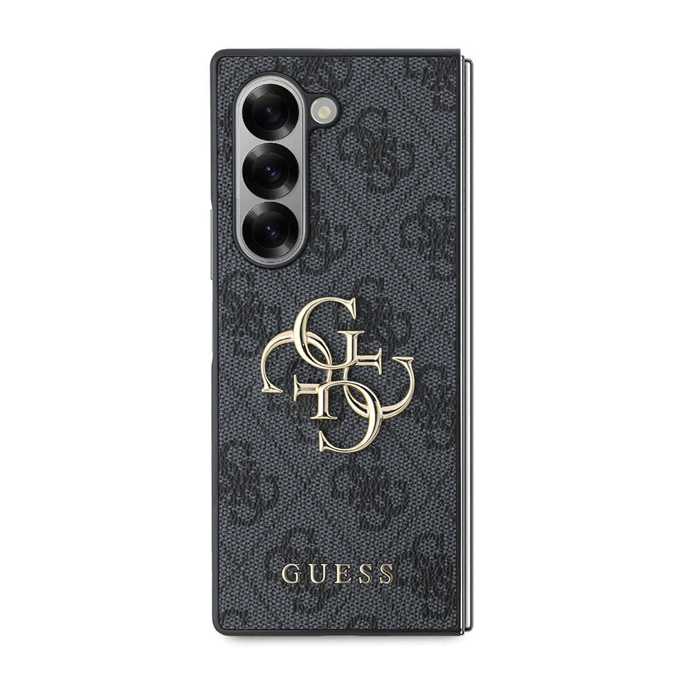 Galaxy Z Fold 6 Kılıf Guess Orjinal Lisanslı Leather Metal Logo Kapak Siyah
