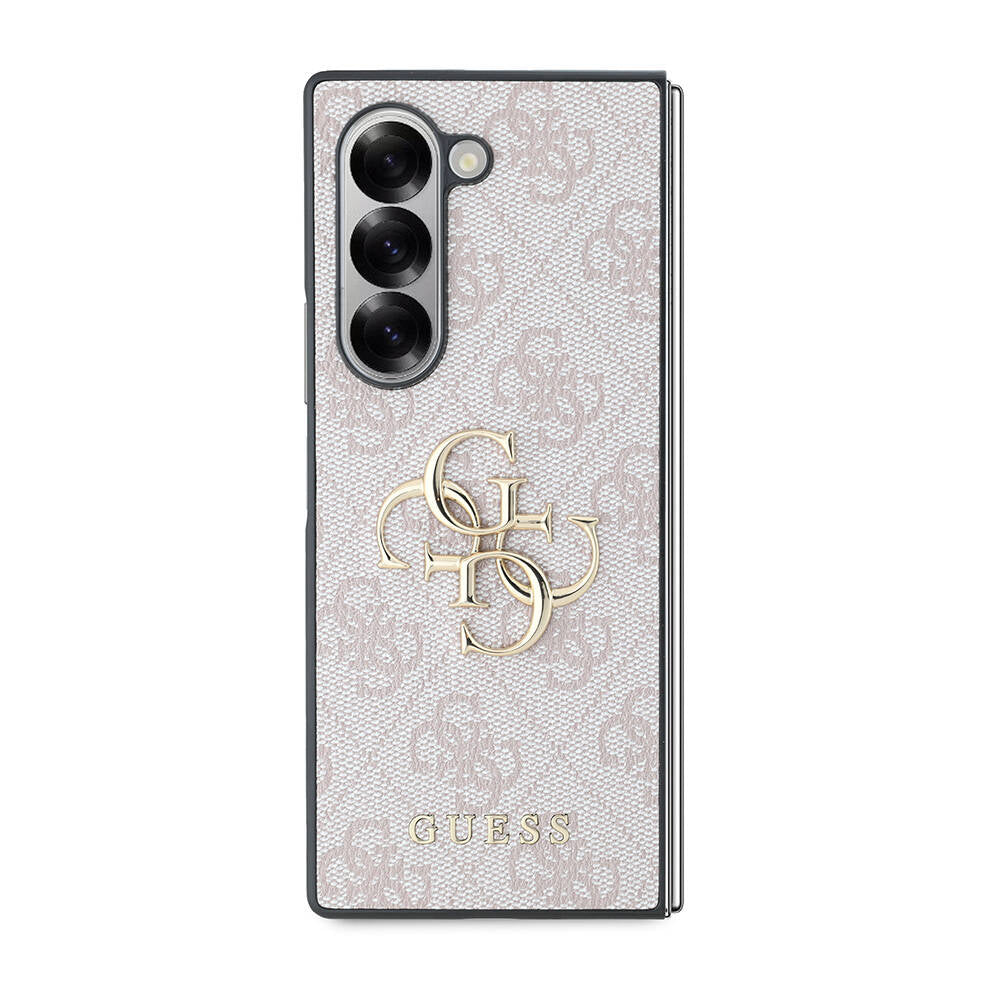 Galaxy Z Fold 6 Kılıf Guess Orjinal Lisanslı Leather Metal Logo Kapak Pembe