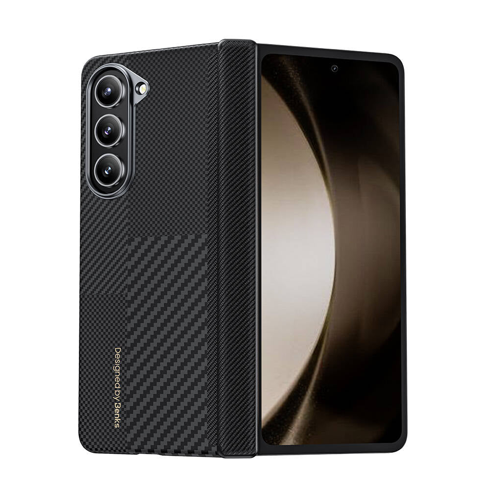 Galaxy Z Fold 6 Kılıf Karbon Fiber Benks Montage ArmorAir Kevlar Kılıf Siyah