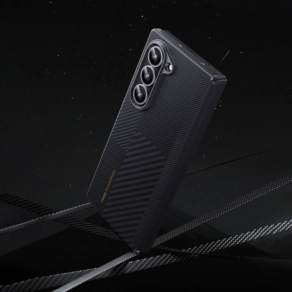 Galaxy Z Fold 6 Kılıf Karbon Fiber Benks Montage ArmorAir Kevlar Kılıf Siyah