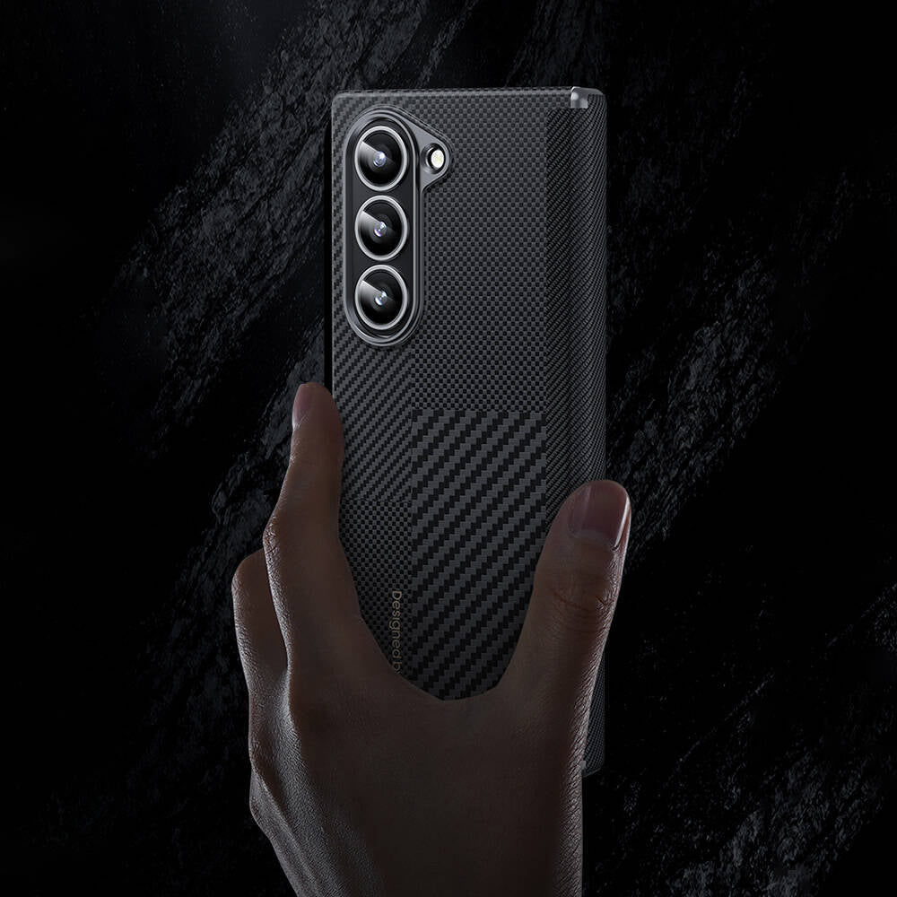 Galaxy Z Fold 6 Kılıf Karbon Fiber Benks Montage ArmorAir Kevlar Kılıf Siyah