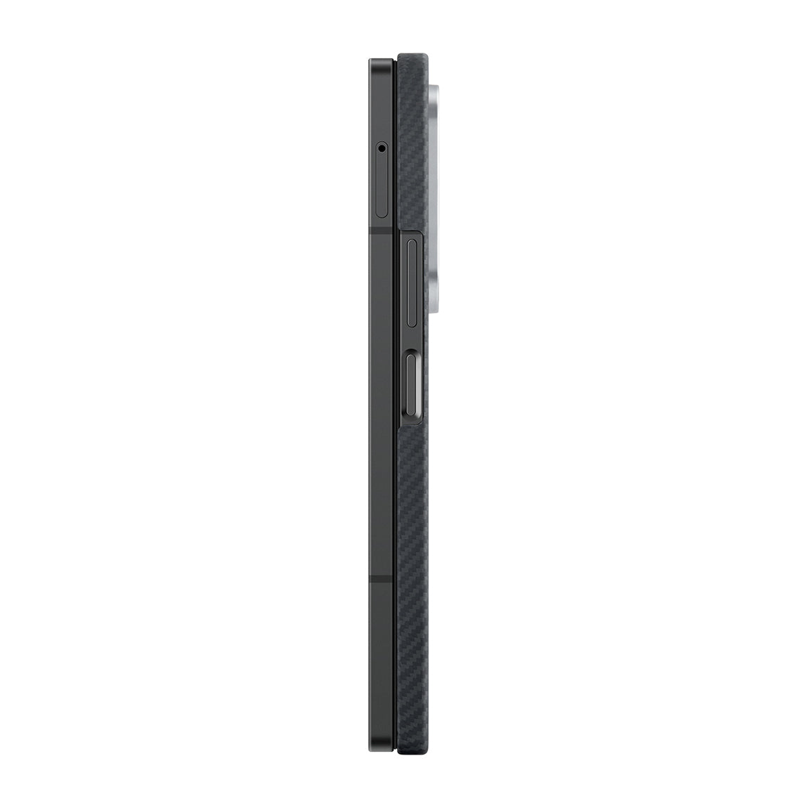 Galaxy Z Fold 6 Kılıf Magsafe Şarj Özellikli 600D Aramid Fiber Pitaka Ultra-Slim Classic Serisi Black-Grey Twill Kılıf Siyah-Gri