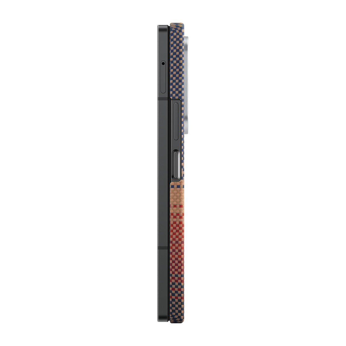 Galaxy Z Fold 6 Kılıf Magsafe Şarj Özellikli Aramid Fiber Pitaka Tactile Woven Sunset-Moonrise Serisi Sunset Kılıf Kahverengi