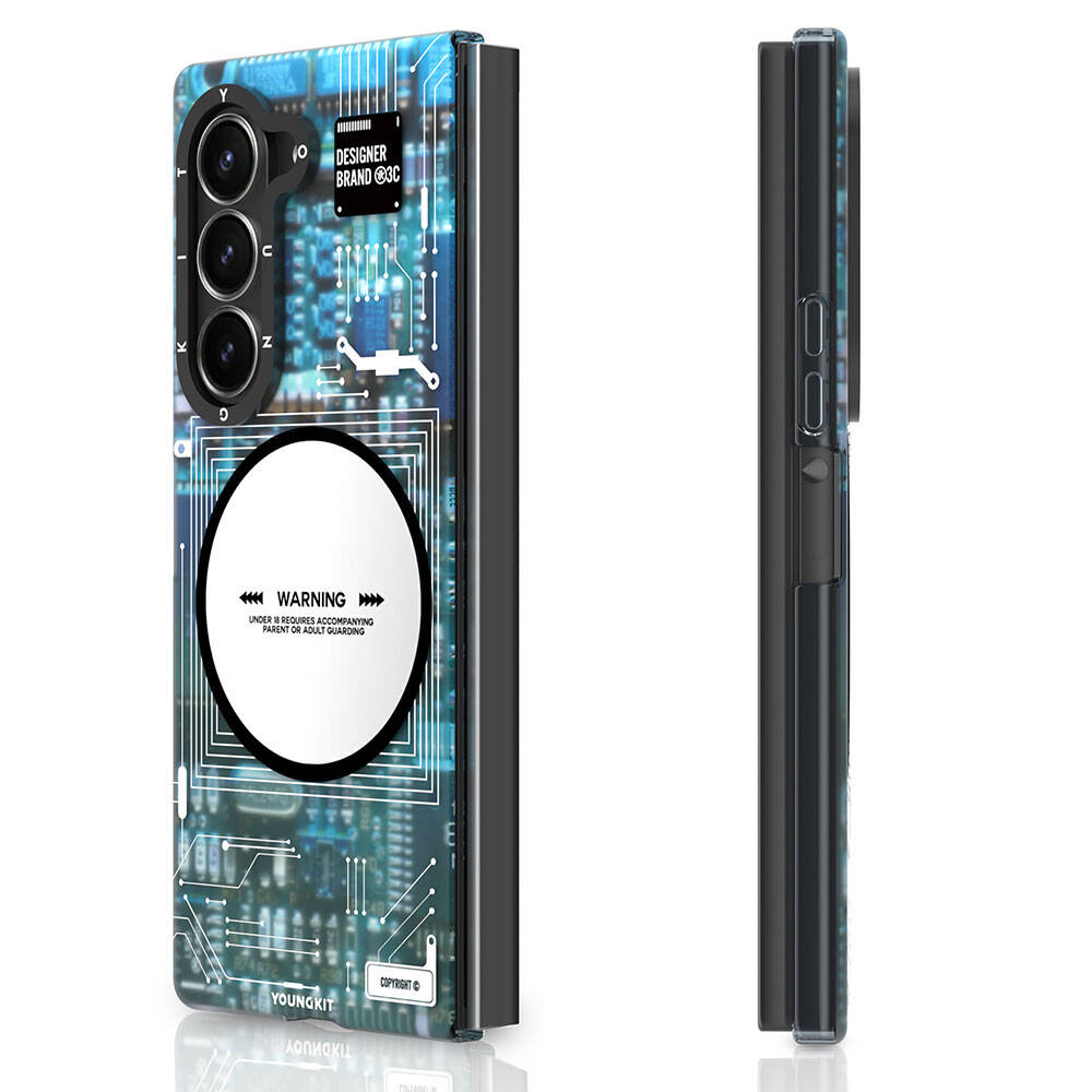 Galaxy Z Fold 6 Kılıf Magsafe Şarj Özellikli Youngkit Technology Serisi Kılıf Siyah