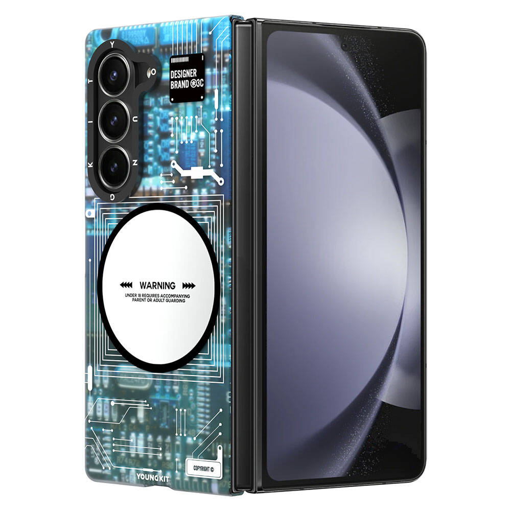 Galaxy Z Fold 6 Kılıf Magsafe Şarj Özellikli Youngkit Technology Serisi Kılıf Mavi