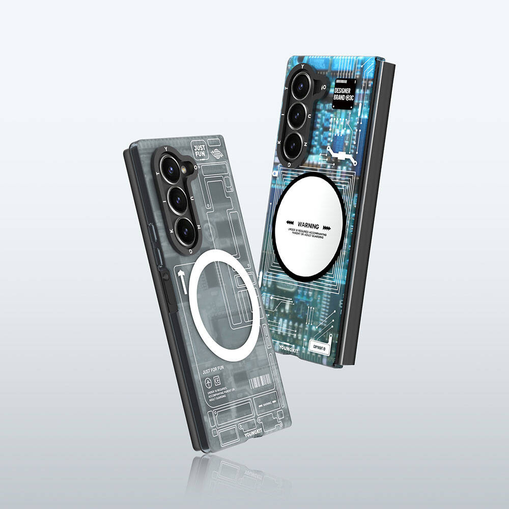 Galaxy Z Fold 6 Kılıf Magsafe Şarj Özellikli Youngkit Technology Serisi Kılıf Mavi